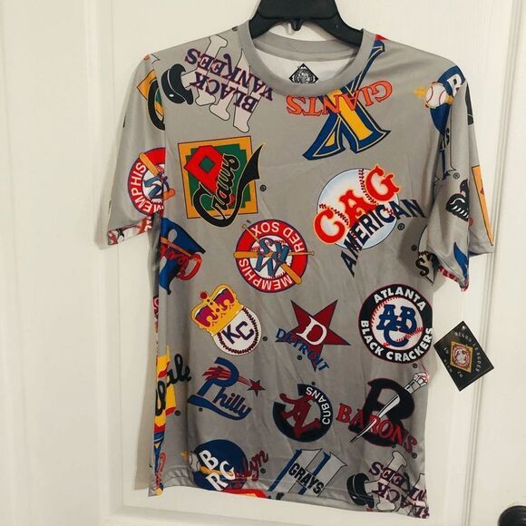 Negro League Baseball Stitches Gray Sublimated Logo Shirt For Men Size Medium - Picture 1 of 5